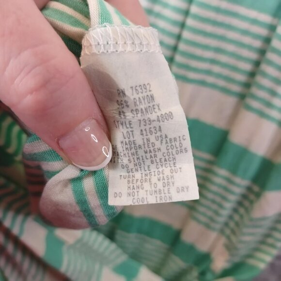 Olivia Matthews Womens S Vibrant Green White Striped sleeveless Flowy Dress‎ - Picture 6 of 10